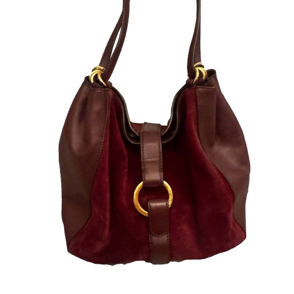 Michael Kors Elegant Burgundy Leather and Suede Women's Bag